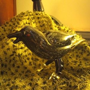Murano Glass Art Crow Raven Bird Figure Halloween Goth Fall